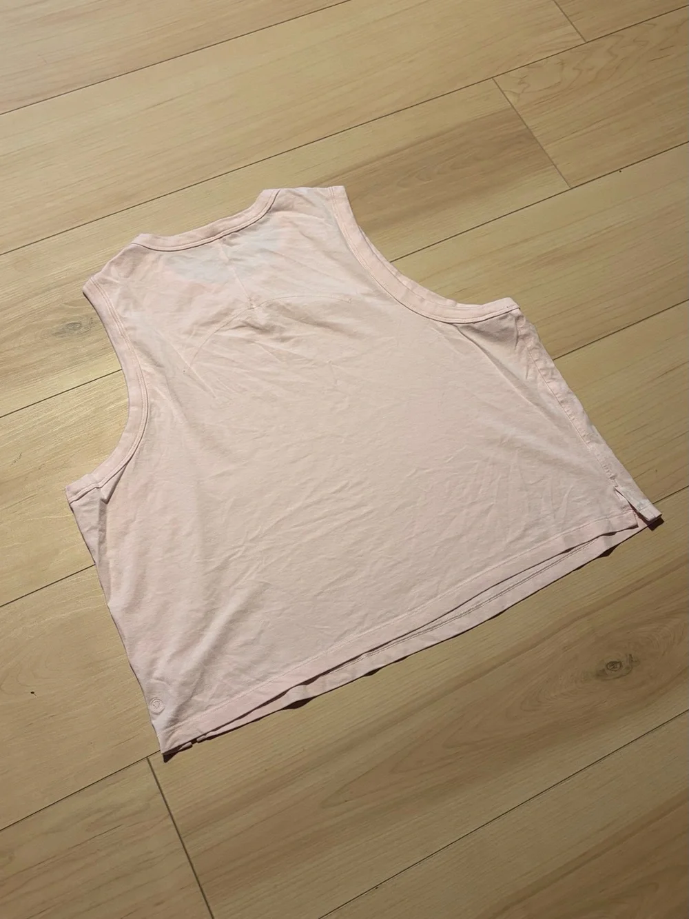 Lululemon Light Pink Cotton Linen Blend Cropped Muscle Tank Top Size 14